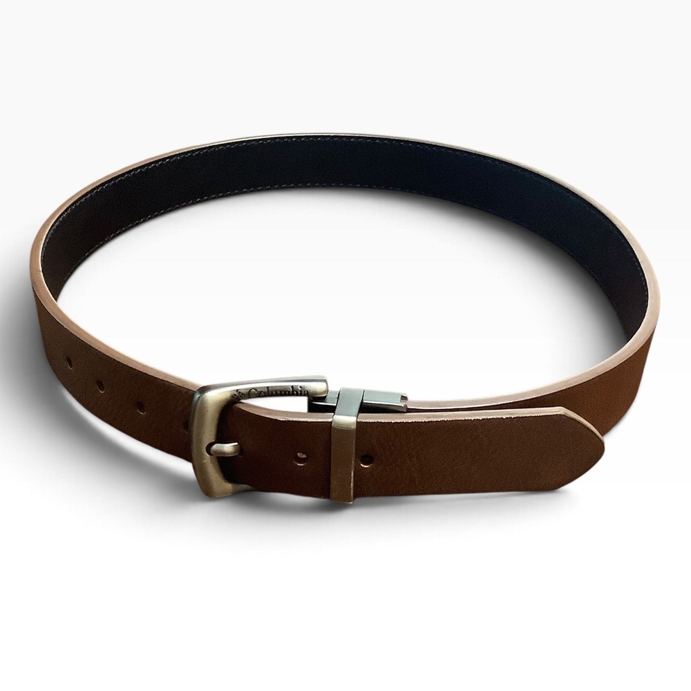 Vintage GAP Men Brown Genuine Leather Belt Solid Brass Buckle Made in USA Size M